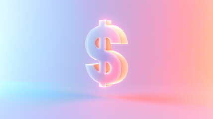 Glowing dollar icon represents smart finance strategy digital realm 3d graphic modern aesthetic creative concept