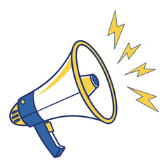 Megaphone with Sound Effects Flat Vector for Advertising, Sales, and Media Campaigns