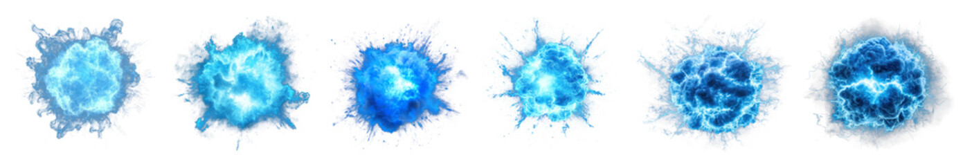 PNG Dynamic blue energy bursts, element set on transparent background