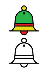 Christmas bell coloring book with coloring example for kids