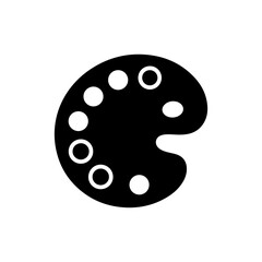 Black Filled Paint Palette Icon with Multiple Color Spots