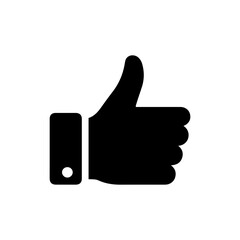 Black Filled Thumbs-Up Icon with a Simple Bold Design