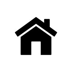 Compact Black Filled Home Icon with Small Chimney