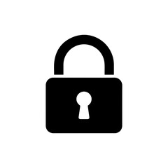Minimal Black Lock Icon with Rounded Shackle