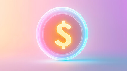 Fototapeta premium Glowing dollar icon represents smart financial growth in digital space abstract concept vibrant environment