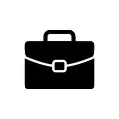 Outlined Black Briefcase Icon with Basic Handle Design
