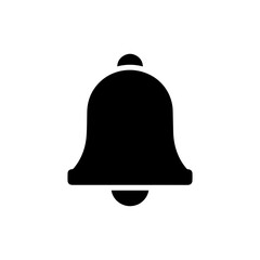 Simple Black Filled Bell Icon with Small Clapper Detail