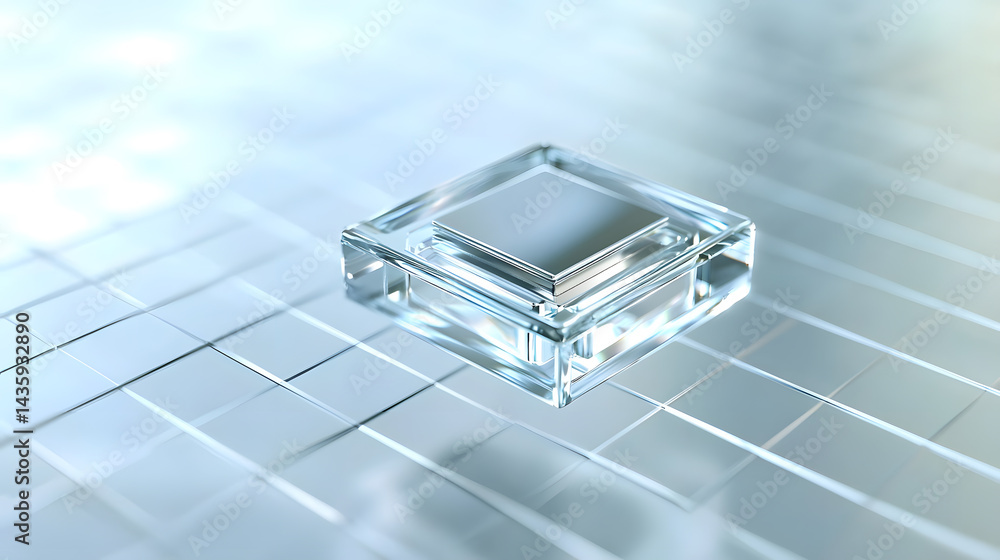 Poster floating neural ai chip icon in a digital environment technology concept futuristic design abstract 