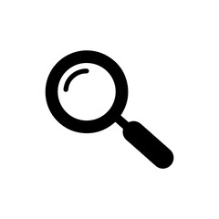 Solid Black Filled Magnifying Glass Icon Sleek and Compact