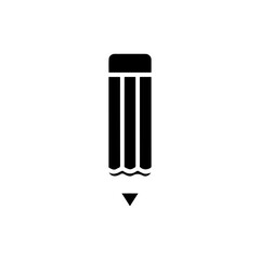 Solid Black Filled Pencil Icon with Small Eraser Tip