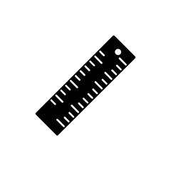 Solid Black Ruler Icon with Curved Edge