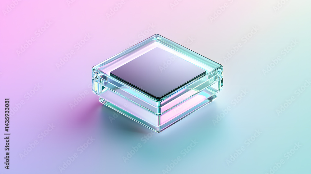 Poster floating neural ai chip icon for artificial intelligence digital environment graphic design futurist