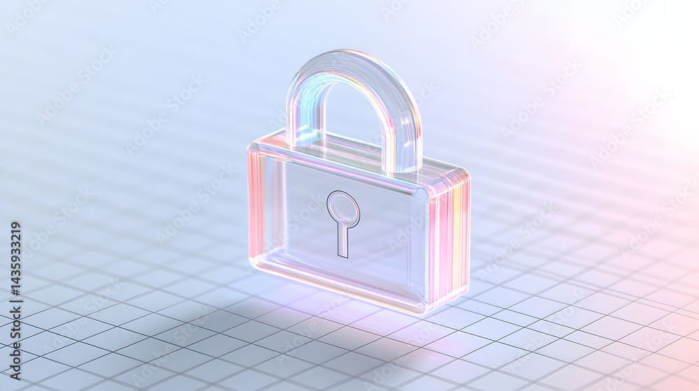 Poster digital lock icon representation cloud environment 3d render secure technology concept modern digita