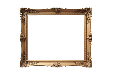 blank antique ornate gold frame isolated in transparent background