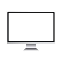 Computer monitor display with empty screen isolated on transparent background.