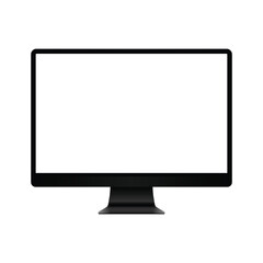 Computer monitor display with empty screen isolated on transparent background.