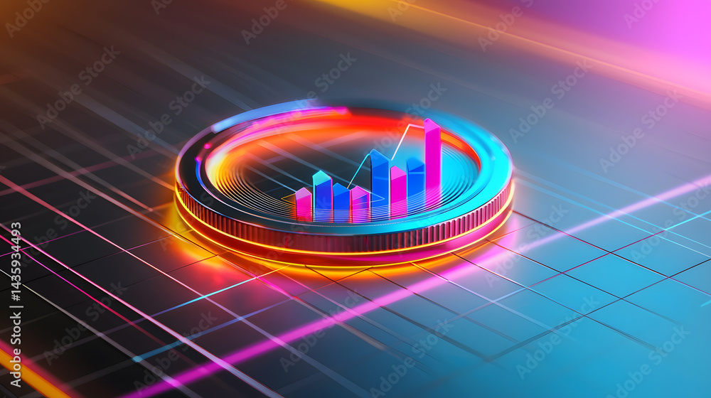 Poster dynamic business analytics visualization digital realm infographic futuristic environment aerial vie