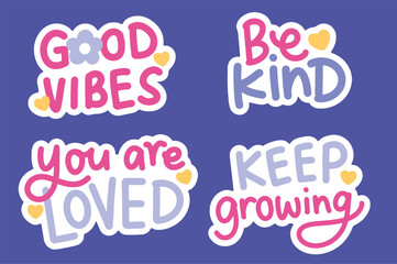 Mental health daily affirmation sticker set hand drawn collection
