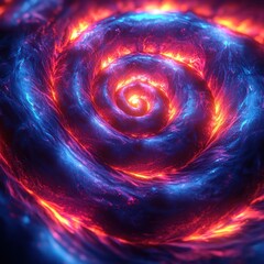 Obraz premium Abstract Cosmic Vortex with Swirling Blue and Fiery Red Elements