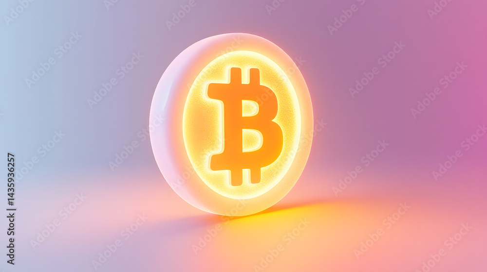 Poster illuminated bitcoin coin virtual environment digital currency visualization high-resolution design m