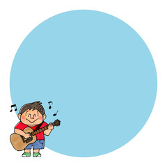 ギターを弾く男の子　コピースペース