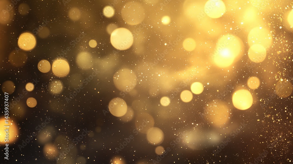 Poster a luxurious gold bokeh background featuring softly diffused light and glowing orbs.