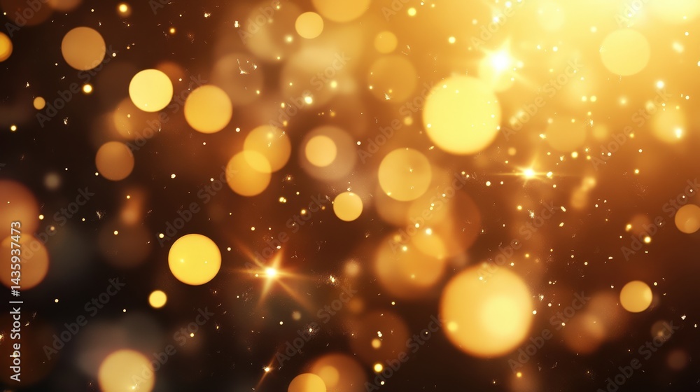 Poster a luxurious gold bokeh background featuring softly diffused light and glowing orbs.