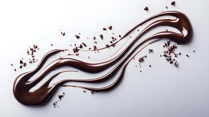 Rich Chocolate Sauce Drizzle Isolated on White Background