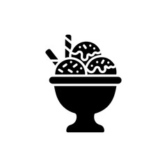 Bowl of Ice Cream with Toppings Icon
