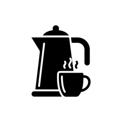 Coffee Pot Icon with Steaming Mug