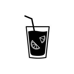 Icon of Glass of Iced Tea with Straw and Lemon
