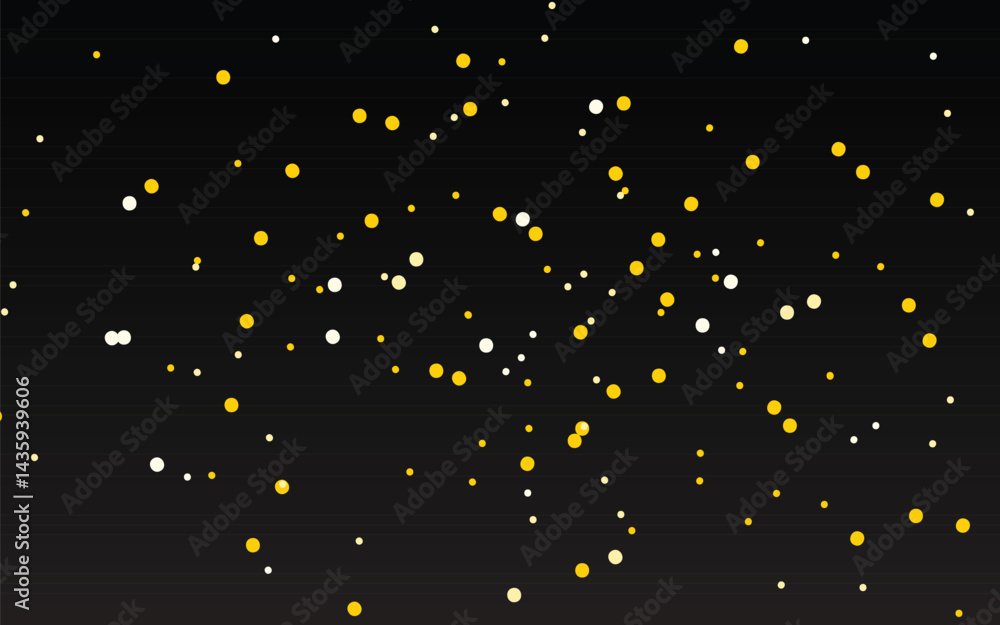 Poster scattered pattern of small yellow and white dots against a dark background. the dots vary slightly i