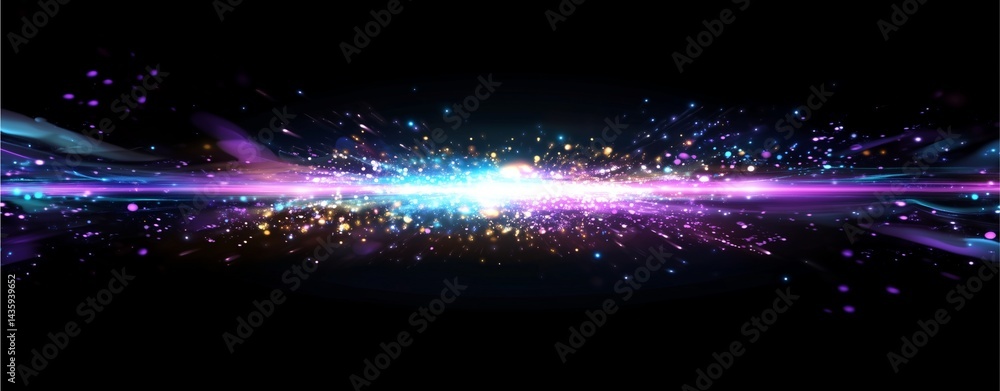 Aufkleber celestial symphony: a vibrant and abstract artwork showcasing a dynamic display of light and color, 
