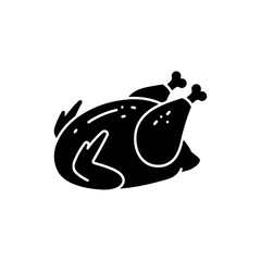 Whole Roasted Chicken Icon with Crispy Skin