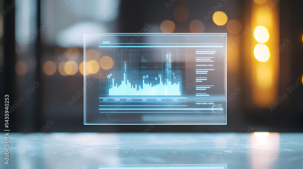 Poster floating crypto trading chart visualized in a modern office environment for financial analysis insig