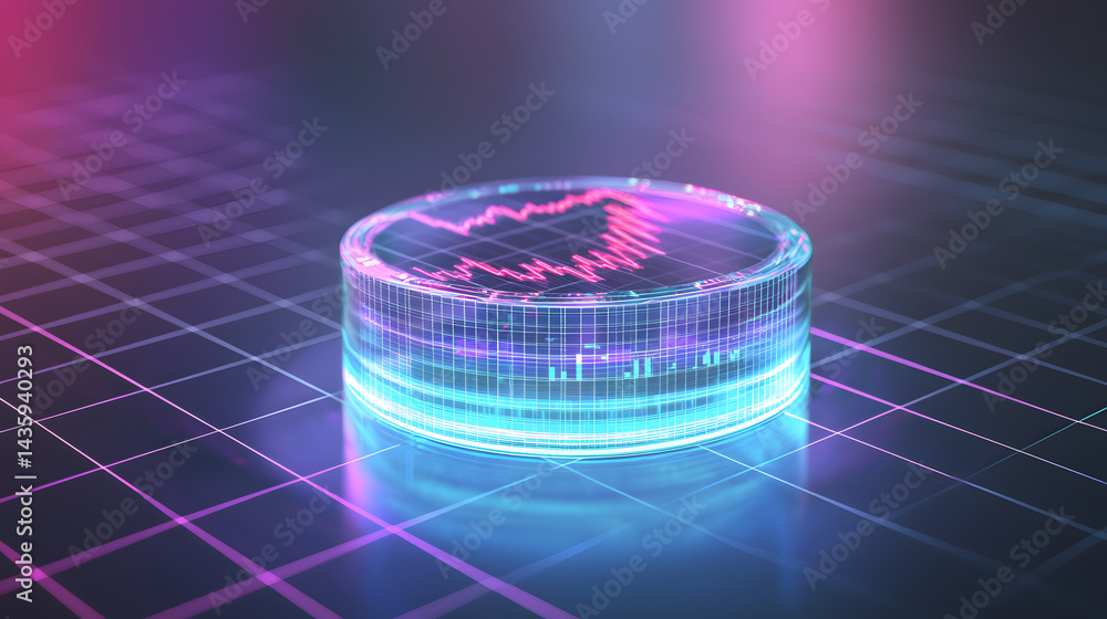 Poster dynamic crypto trading chart visualization digital space infographic futuristic environment close-up