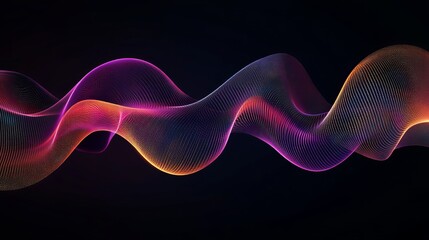 Fototapeta premium Abstract Purple Orange Dynamic Wave Flowing Elegant Design Modern Digital Art Background Texture Illustration Futuristic Technology Network Connection