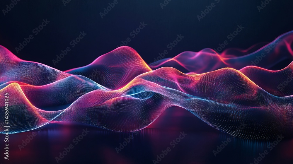 Poster abstract pink blue digital wave background modern technology futuristic design elegant smooth flowin