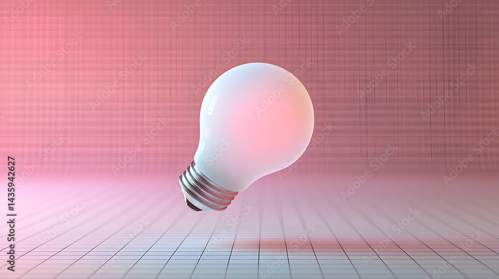 Poster illuminating innovation a floating modern lightbulb icon in a minimalist studio environment