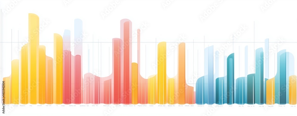Poster visualizing growth: an abstract representation of vibrant bar graphs, symbolizing progress, trends, 