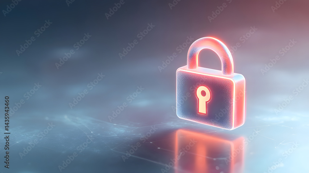 Poster digital security lock icon virtual environment graphic design futuristic viewpoint conceptual techno