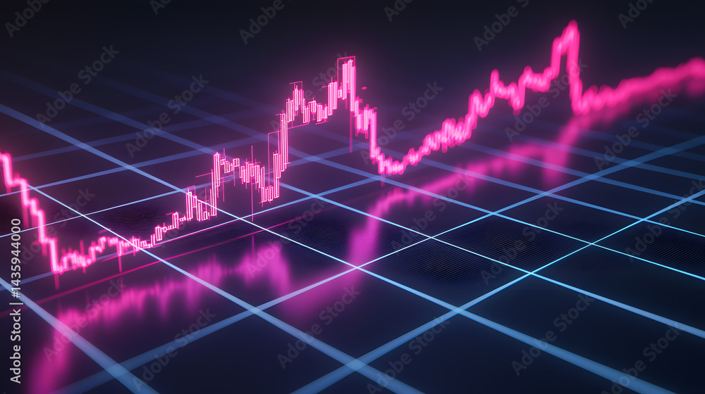 Poster dynamic crypto trading chart visualization digital realm data illustration futuristic environment ae