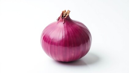 Perfectly centered red onion against pure white, photography, healthy, cooking