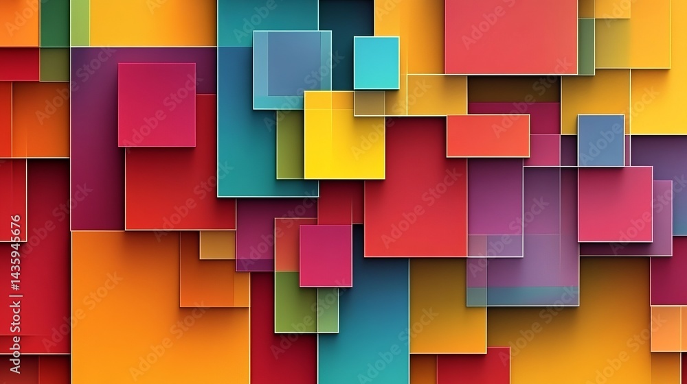 Poster abstract colorful geometric square pattern background design modern vivid multicolored overlapping s