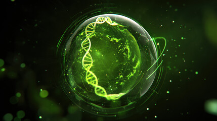 Futuristic Green Energy Core Digital Sci-Fi Sphere