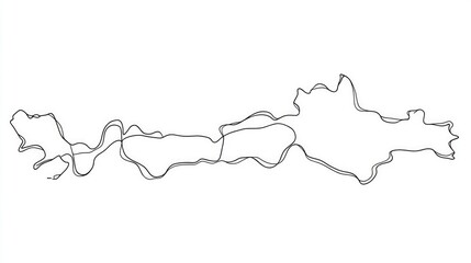 Country map one continuous line drawing. Contour map shape of the country. Silhouette drawing. Editable stroke. Minimalist illustration.