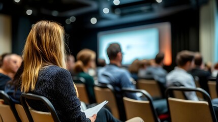 People Sitting in Chairs Watching Presentation in Conference Room