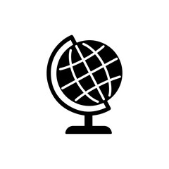 Black Filled Globe Icon on Stand