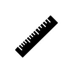 Black Icon of a School Ruler with Grid Lines