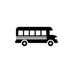 Black Icon of a School Bus with Wheels